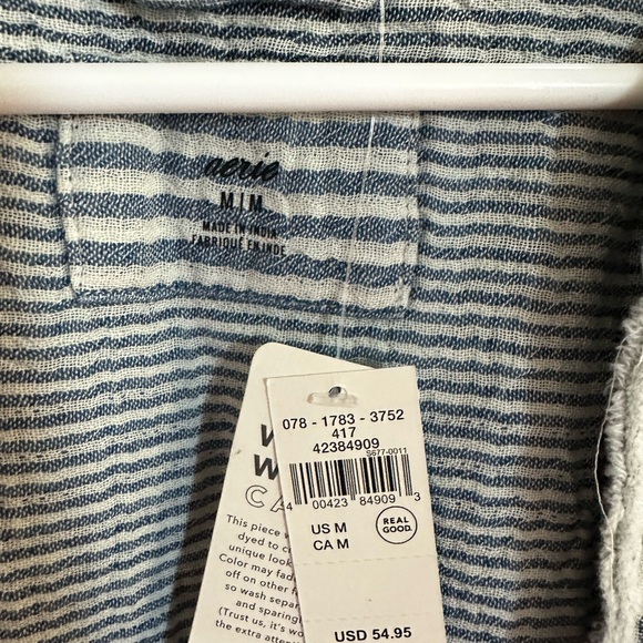 Aerie Blue and White Striped Shirt - Picture 2 of 4